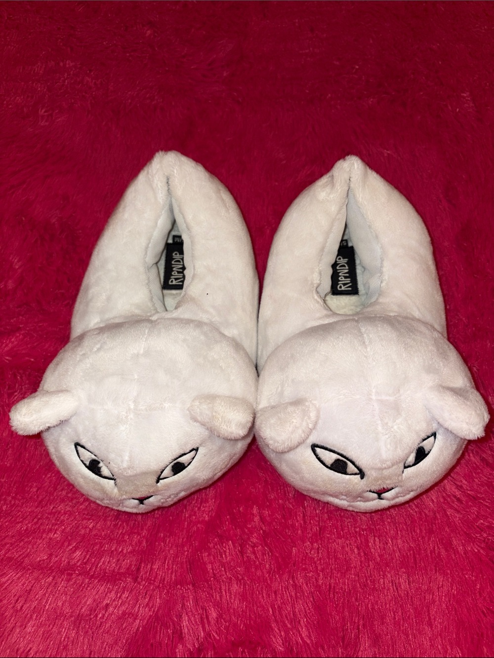 Rip N Dip Pink Cat Face Plush Slippers - Picture 2 of 6